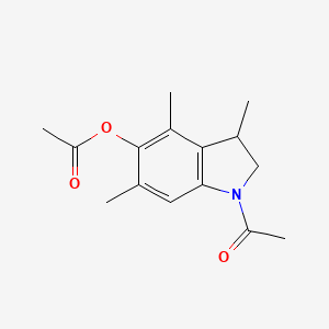 molecular formula C15H19NO3 B8327964 1-Acetyl-3,4,6-trimethyl-2,3-dihydro-1H-indol-5-yl acetate 