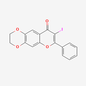 molecular formula C17H11IO4 B8328037 7-Iodo-6-phenyl-2,3-dihydro-1,4,5-trioxa-anthracen-8-one 