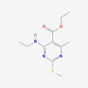molecular formula C11H17N3O2S B8328181 Ethyl 4-(ethylamino)-6-methyl-2-(methylthio)pyrimidine-5-carboxylate 
