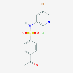 molecular formula C13H10BrClN2O3S B8328228 4-acetyl-N-(5-bromo-2-chloropyridin-3-yl)benzenesulfonamide 
