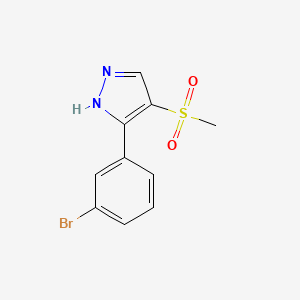 molecular formula C10H9BrN2O2S B8328305 3-(3-Bromophenyl)-4-(methylsulfonyl)pyrazole 