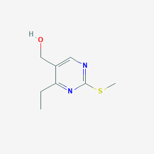 molecular formula C8H12N2OS B8328346 4-Ethyl-5-hydroxymethyl-2-methylthiopyrimidine 