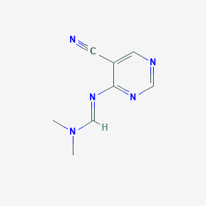 molecular formula C8H9N5 B8328424 N'-(5-Cyano-pyrimidin-4-yl)-N,N-dimethyl-formamidine 