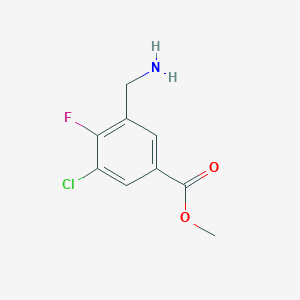 molecular formula C9H9ClFNO2 B8328430 3-Aminomethyl-5-chloro-4-fluoro-benzoic acid methyl ester 