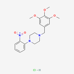 molecular formula C20H26ClN3O5 B8328521 Piperazine, 1-(2-nitrophenyl)-4-((3,4,5-trimethoxyphenyl)methyl)-, monohydrochloride CAS No. 80305-17-5