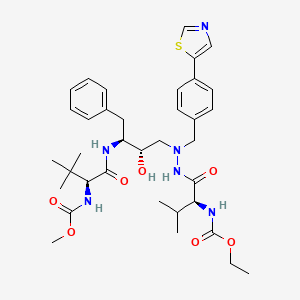 1-(4-(Thiazol-5-yl)-phenyl)-4(S)-hydroxy-2-N-(N-ethoxycarbonyl-(L)-valyl)amino)-5(S)-N-(N-methoxycarbonyl-(L)-tert-leucyl)amino-6-phenyl-2-azahexane