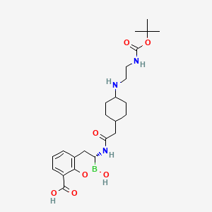 molecular formula C24H36BN3O7 B8328580 (R)-3-(2-(trans-4-(2-(tert-butoxycarbonylamino)ethylamino)cyclohexyl)acetamido)-2-hydroxy-3,4-dihydro-2H-benzo[e][1,2]oxaborinine-8-carboxylic acid 