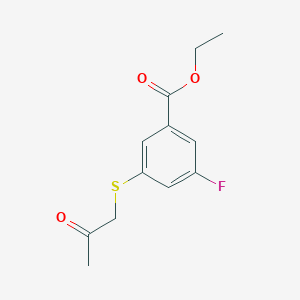 molecular formula C12H13FO3S B8328672 3-Fluoro-5-(2-oxo-propylsulfanyl)-benzoic acid ethyl ester 