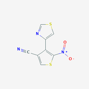 molecular formula C8H3N3O2S2 B8328749 5-Nitro-4-(thiazol-4-yl)thiophene-3-carbonitrile 