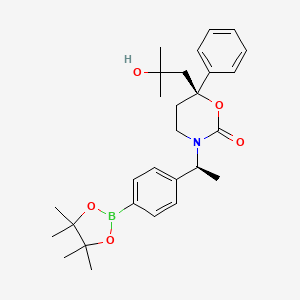 molecular formula C28H38BNO5 B8328864 (S)-6-(2-hydroxy-2-methylpropyl)-6-phenyl-3-((S)-1-(4-(4,4,5,5-tetramethyl-1,3,2-dioxaborolan-2-yl)phenyl)ethyl)-1,3-oxazinan-2-one 