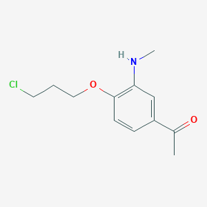 molecular formula C12H16ClNO2 B8329094 1-[4-(3-Chloropropoxy)-3-methylaminophenyl]ethanone 