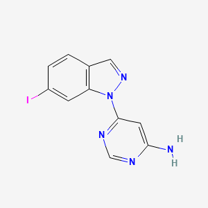 molecular formula C11H8IN5 B8329126 6-(6-Iodoindazol-1-yl)pyrimidin-4-amine 