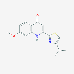 molecular formula C16H16N2O2S B8329237 2-(4-Isopropyl-1,3-thiazol-2-yl)-7-methoxyquinolin-4-ol 