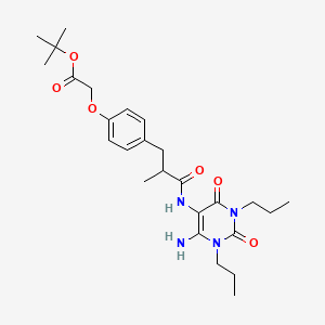 molecular formula C26H38N4O6 B8329276 Tert-butyl 2-[4-[3-[(4-amino-2,6-dioxo-1,3-dipropylpyrimidin-5-yl)amino]-2-methyl-3-oxopropyl]phenoxy]acetate 