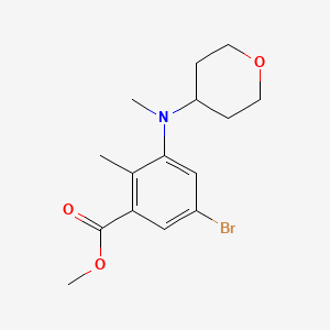molecular formula C15H20BrNO3 B8329509 Benzoic acid, 5-broMo-2-Methyl-3-[Methyl(tetrahydro-2H-pyran-4-yl)aMino]-, Methyl ester CAS No. 1403257-50-0