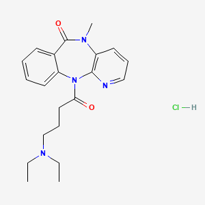 molecular formula C21H27ClN4O2 B8329552 11-[4-(Diethylamino)butyryl]-5,11-dihydro-5-methyl-6H-pyrido-[2,3-b][1,4]benzodiazepin-6-one hydrochloride 