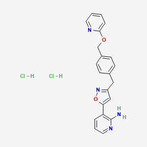 molecular formula C21H20Cl2N4O2 B8329573 3-(3-(4-((Pyridin-2-yloxy)methyl)benzyl)isoxazol-5-yl)pyridin-2-amine dihydrochloride 