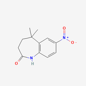 molecular formula C12H14N2O3 B8329624 5,5-Dimethyl-7-nitro-1,3,4,5-tetrahydro-benzo[b]azepin-2-one 