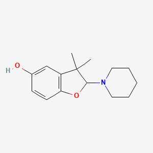 molecular formula C15H21NO2 B8329693 2,3-Dihydro-3,3-dimethyl-5-hydroxy-2-piperidino-benzofuran 
