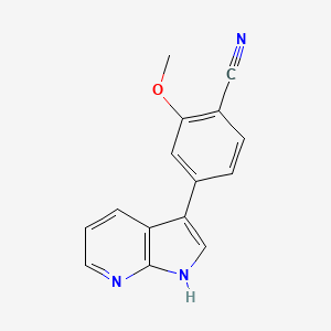 molecular formula C15H11N3O B8329903 2-Methoxy-4-(1H-pyrrolo[2,3-b]pyridin-3-yl)-benzonitrile 
