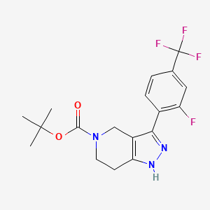 molecular formula C18H19F4N3O2 B8329940 tert-butyl 3-(2-fluoro-4-(trifluoromethyl)phenyl)-6,7-dihydro-1H-pyrazolo[4,3-c]pyridine-5(4H)-carboxylate 