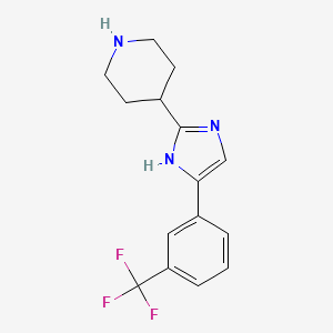 molecular formula C15H16F3N3 B8330021 4-(4-(3-(trifluoromethyl)phenyl)-1H-imidazol-2-yl)piperidine 