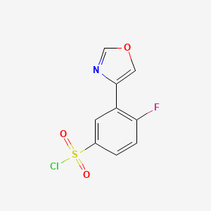 molecular formula C9H5ClFNO3S B8330039 4-Fluoro-3-(oxazol-4-yl)benzene-1-sulfonyl chloride 