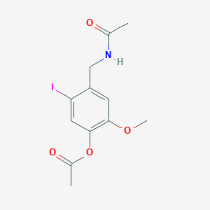 molecular formula C12H14INO4 B8330085 4-(Acetamidomethyl)-5-iodo-2-methoxyphenyl acetate 