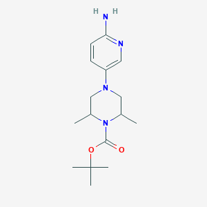 molecular formula C16H26N4O2 B8330103 4-(6-Amino-pyridin-3-yl)-2,6-dimethyl-piperazine-1-carboxylic acid tert-butyl ester 