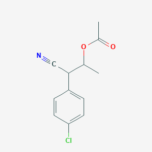 molecular formula C12H12ClNO2 B8330142 3-Acetoxy-2-(4-chlorophenyl)butanenitrile 