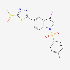 molecular formula C18H14IN3O3S3 B8330176 2-(3-iodo-1-tosyl-1H-indol-5-yl)-5-(methylsulfinyl)-1,3,4-thiadiazole CAS No. 1401350-38-6