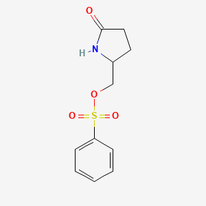 molecular formula C11H13NO4S B8330188 (5-Oxopyrrolidin-2-yl)methyl benzenesulfonate 