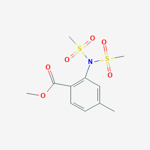 molecular formula C11H15NO6S2 B8330372 methyl 4-methyl-2-(N,N-bis(methylsulphonyl)amino]benzoate CAS No. 158579-75-0