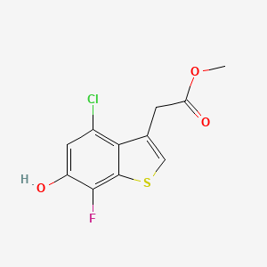 molecular formula C11H8ClFO3S B8330401 Methyl(4-chloro-7-fluoro-6-hydroxy-1-benzothiophen-3-yl)acetate 