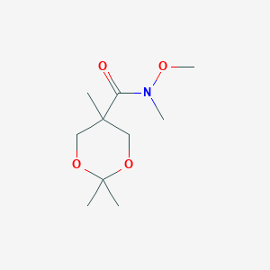 molecular formula C10H19NO4 B8330438 N-methoxy-N,2,2,5-tetramethyl-1,3-dioxane5-carboxylic acid amid 