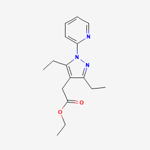 molecular formula C16H21N3O2 B8330444 (3,5-diethyl-1-pyridin-2-yl-1H-pyrazol-4-yl)-acetic acid ethyl ester 
