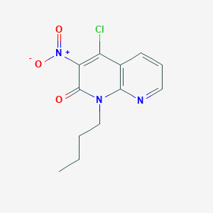 molecular formula C12H12ClN3O3 B8330469 1-Butyl-3-nitro-4-chloro-1,8-naphthyridine-2(1H)-one 