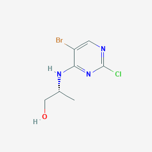 molecular formula C7H9BrClN3O B8330479 (R)-2-[(5-bromo-2-chloropyrimidin-4-yl)amino]propan-1-ol 