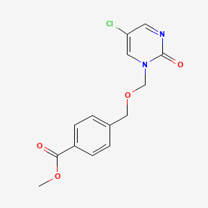 molecular formula C14H13ClN2O4 B8330619 1-(4-Methyloxycarbonylbenzyloxy)methyl-5-chloropyrimidin-2-one 