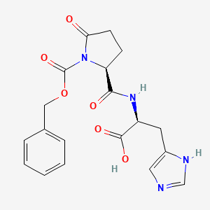 molecular formula C19H20N4O6 B8330665 (S)-2-((S)-1-((Benzyloxy)carbonyl)-5-oxopyrrolidine-2-carboxamido)-3-(1H-imidazol-4-yl)propanoic acid 