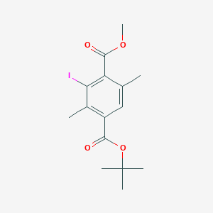 molecular formula C15H19IO4 B8330674 1-Tert-butyl 4-methyl 3-iodo-2,5-dimethylterephthalate 