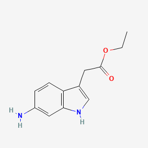 molecular formula C12H14N2O2 B8330767 (6-Amino-1H-indol-3-yl)-acetic acid ethyl ester 