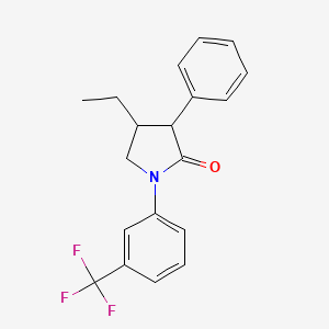 molecular formula C19H18F3NO B8330822 2-Pyrrolidinone, 4-ethyl-3-phenyl-1-[3-(trifluoromethyl)phenyl]- 