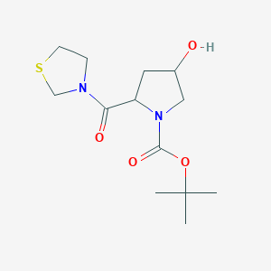 molecular formula C13H22N2O4S B8331030 Tert-butyl 4-hydroxy-2-(1,3-thiazolidine-3-carbonyl)pyrrolidine-1-carboxylate 