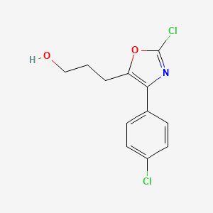 molecular formula C12H11Cl2NO2 B8331140 2-Chloro-4-(4-chlorophenyl)-5-oxazolepropanol 