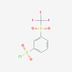 molecular formula C7H4ClF3O4S2 B8331147 Benzenesulfonyl chloride, 3-[(trifluoromethyl)sulfonyl]- 