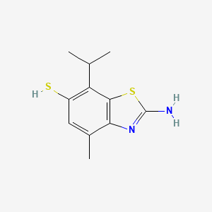 molecular formula C11H14N2S2 B8331211 2-Amino-7-isopropyl-4-methyl-benzothiazole-6-thiol 
