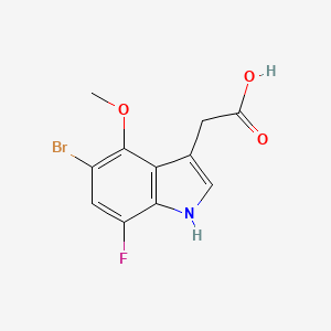 molecular formula C11H9BrFNO3 B8331224 2-(5-bromo-7-fluoro-4-methoxy-1H-indol-3-yl)acetic acid 