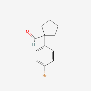 molecular formula C12H13BrO B8331551 1-(4-Bromophenyl)-cyclopentanecarbaldehyde 