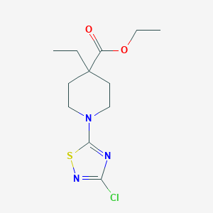 molecular formula C12H18ClN3O2S B8331576 Ethyl 1-(3-chloro-1,2,4-thiadiazol-5-yl)-4-ethylpiperidine-4-carboxylate 